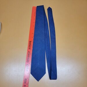 Vintage Bullocks Mens Necktie Solid Navy Blue Textured Silk Blend Tie